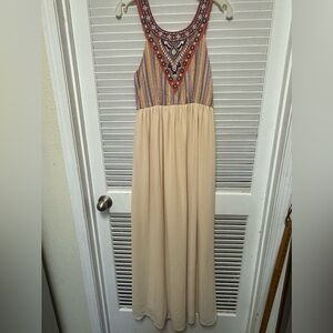 Flying Tomato Bohemian Beige Maxi Dress Large